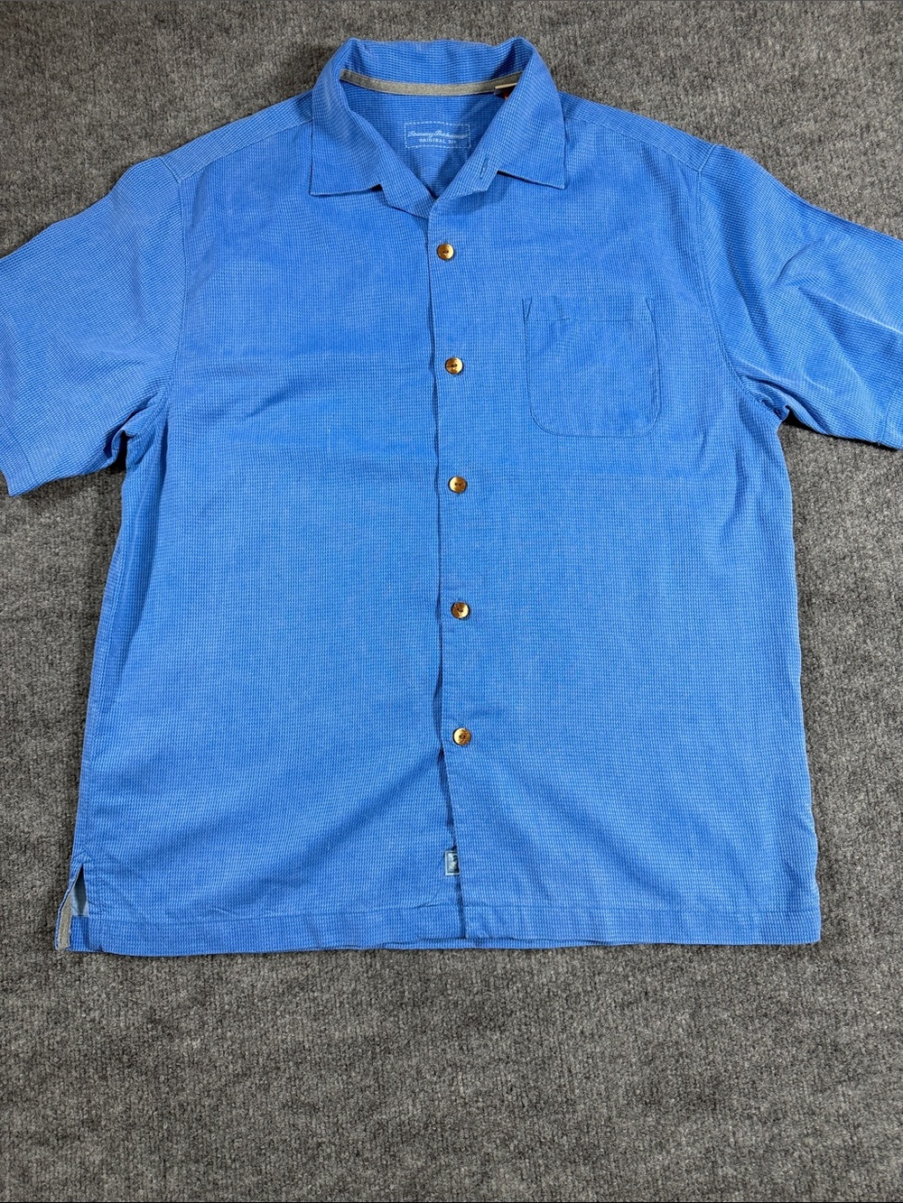 Tommy Bahama Silk Camp Shirt Blue Short Sleeve Button Up Men’s Casual Resort